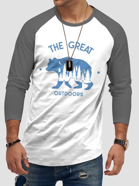 

landscape Graphic Long Sleeve Casual Tee, As picture, T-shirts