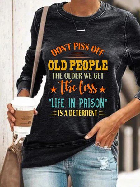 

Casual Long Sleeve Round Neck Plus Size Printed Tops Sweatshirts, Deep gray, Hoodies & Sweatshirts
