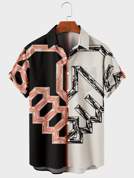 

Shirt Collar Party Shirts, Black-white, Men's basic shirt