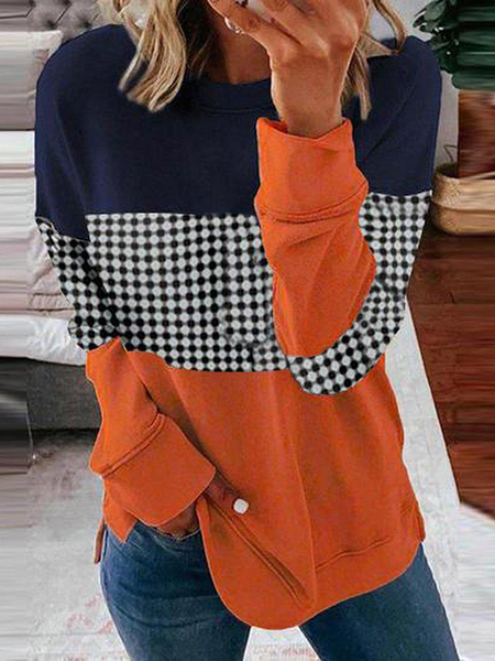 

taglia grande Casuale Multicolore Felpa, Arancia, Hoodies & Sweatshirts