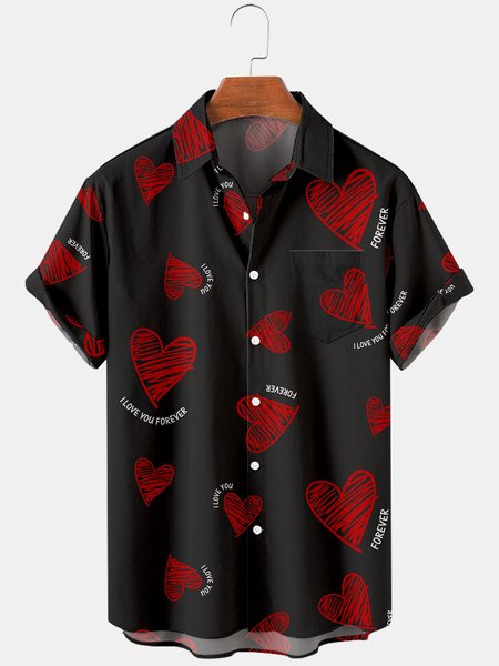 

Shirt Collar Short Sleeve Shirts, Black, Men's Floral shirt