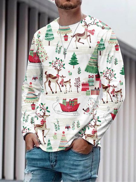

Christmas Graphic Long Sleeve Loose T-shirt, As picture, T-shirts