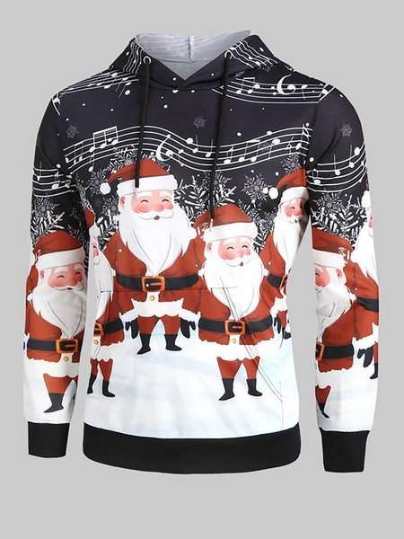 

Christmas Graphic Long Sleeve Hooded Sweatshirt, As picture, Hoodies&Sweatshirts