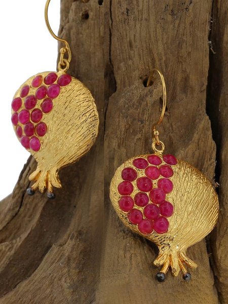 

Retro Simple Ruby Alloy Earrings, As picture, Earrings