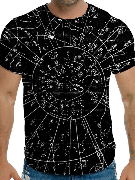 

Cotton Blends Casual T-shirt, Black, Men's t-shirts