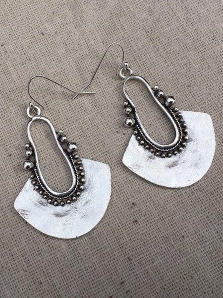Retro Fan-shaped Alloy Earrings, As picture, Earrings