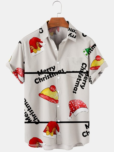 

Shirt Collar Short Sleeve Shirts & Tops, White, Men's Floral shirt
