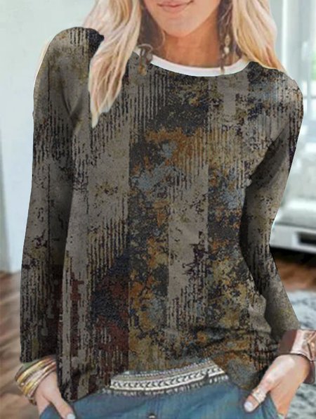 

Geometric Loosen Shirts & Tops, As picture, T-Shirts