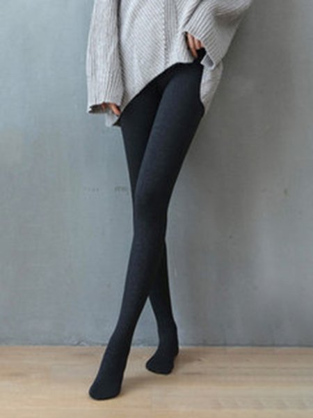 

Vertical strip cotton stretch leggings tights stockings, Deep gray, leggings