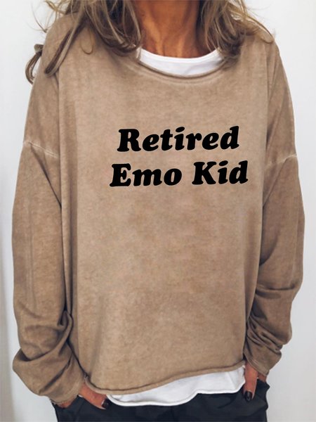 

Retired Emo Kid Print Women's Sweatshirt, Light brown, Hoodies&Sweatshirts