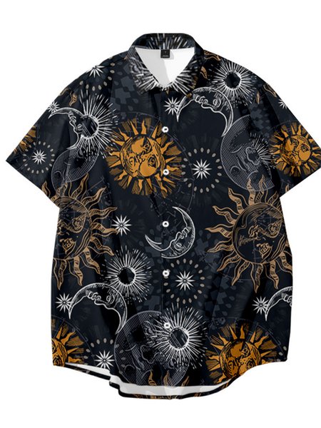 

Short Sleeve Vacation Shirts, Black, Men's Floral shirt