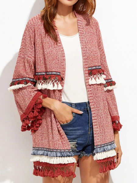 

Cape Collar Vintage Solid Outerwear, Red, Outerwear