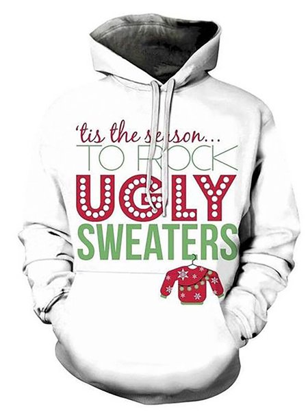 

Christmas Graphic Long Sleeve Hooded Sweatshirt, As picture, Hoodies&Sweatshirts