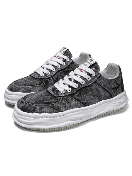 

Casual Simple Tie-dye Lace-up Sneakers, Gray, Men