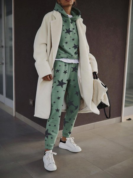 

Casual Loosen Suits, Green, Two-piece Outfits