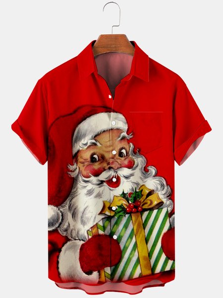 

Short Sleeve Vintage Shirts, Red, Shirts ＆ Blouse