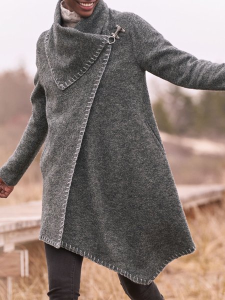 

Vintage Plain Outerwear, Gray, Outerwear