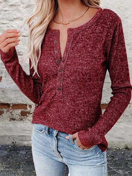 

Casuale Regolare In forma dentellato Camicie & Top, Vino rosso, Blouses & Shirts