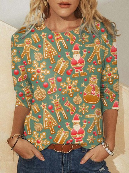 

Christmas Print Crew Neck Shirts & Tops, Color4, Hoodies&Sweatshirts