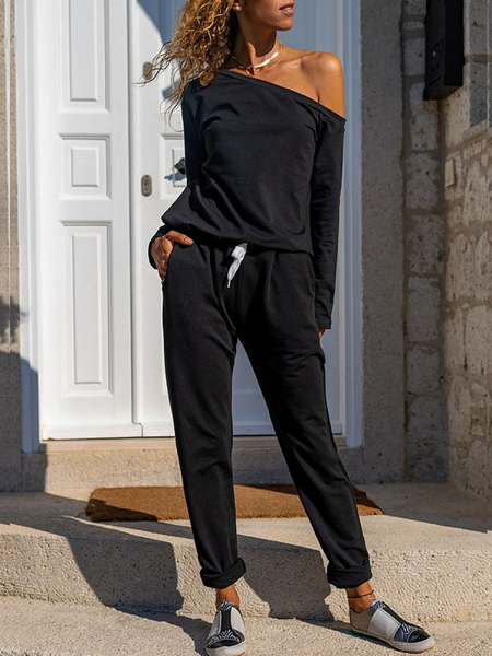 

Casual Plain Suits, Black, Two-piece Outfits