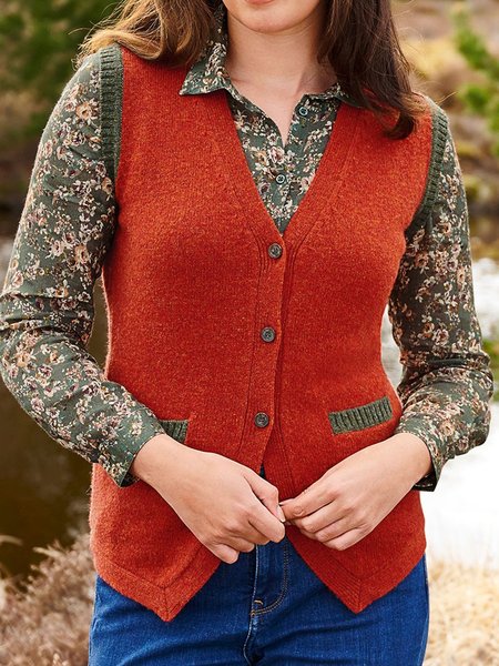 

Loosen V Neck Vintage Sweater, Orange, Knitwear & Sweaters