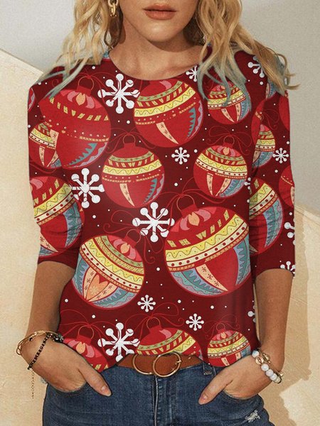 

Christmas Print Crew Neck Shirts & Tops, Color3, Hoodies&Sweatshirts