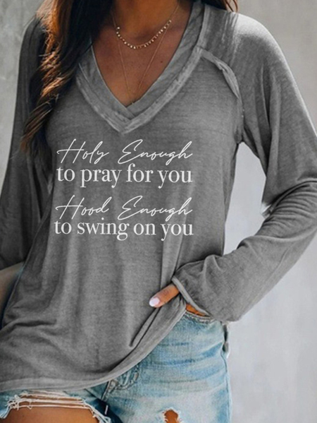 

Gray Vintage Letter Loosen Tops, T-Shirts