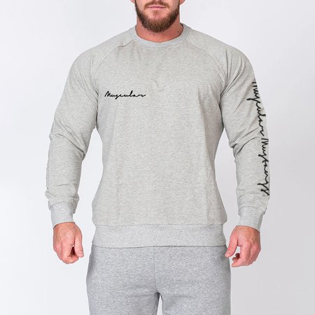 

Cotton Long Sleeve Crew Neck Sweatshirt, Light gray, Sweater