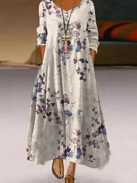 

Floral A-line Dresses, Apricot, Maxi Dresses