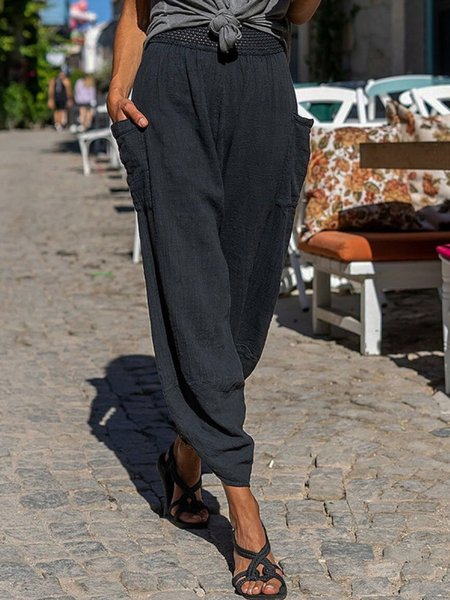 

Plain Loosen Pants, Black, Pants