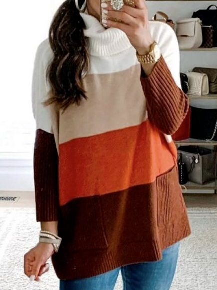 

Color Block Off Shoulder Wool/Knitting Sweater, Multicolor, Sweaters & Cardigans