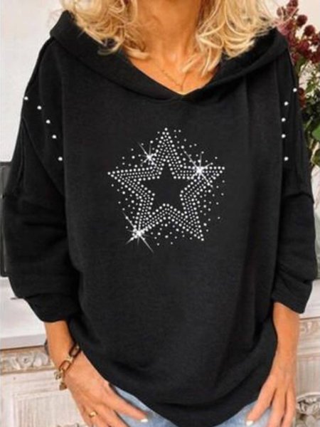 

Casual Hooded Star Sweatshirt, Black, Hoodies & Sweatshirts