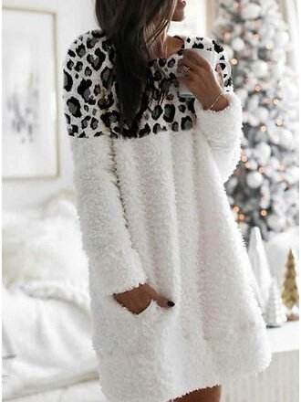 

Crew Neck Dresses, White, Mini Dresses