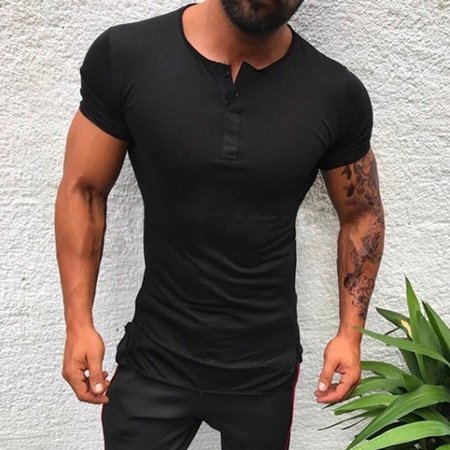 

Short Sleeve Cotton Casual Shirts & Tops, Black, T-shirt