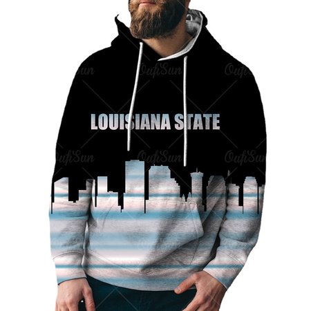 

Hooded Cotton Casual Sweatshirt, Blue, Hoodies&Sweatshirts