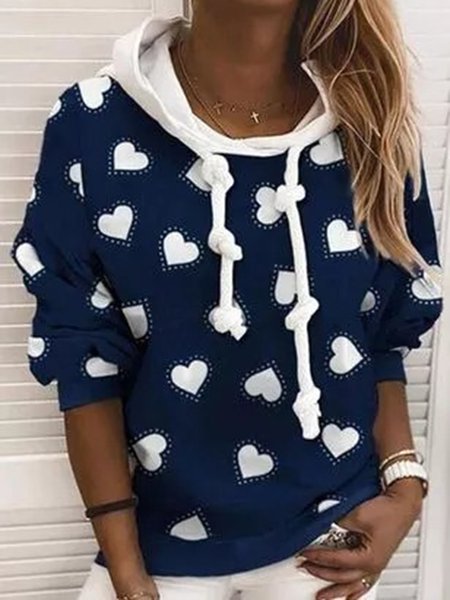 

Printed Casual Hooded Sweatshirt, Blue, Hoodies & Sweatshirts