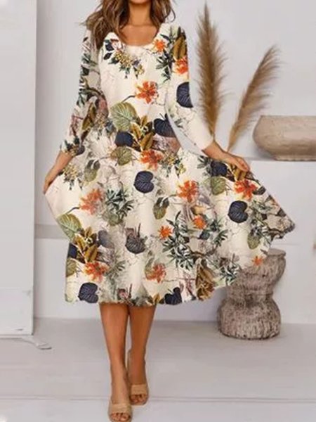 

Loosen Vintage Dresses, Light khaki, Midi Dresses