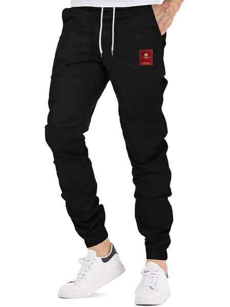 

Men's Stretch Waist Casual Knitted Sweatpants, Black, Pants