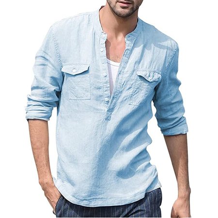 

Cotton Casual Shirt Collar Shirts & Tops, Lake blue, Shirt