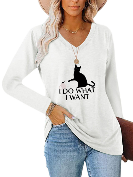 

Casual Crew Neck Cotton Blends T-shirt, White, T-Shirts