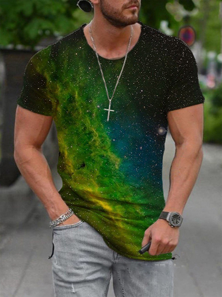 

Short Sleeve Crew Neck T-shirt, Green, Men's t-shirts