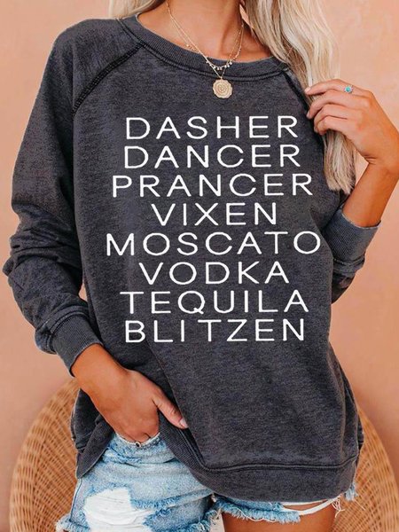 

Dasher Dancer Women's Funny Drinking Christmas Casual Sweatshirt, Deep gray, Hoodies&Sweatshirts