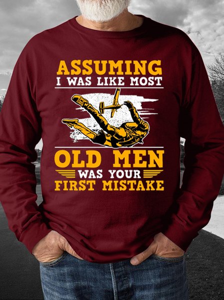 

Funny text print round neck long sleeve sweatshirt, Red, Hoodies&Sweatshirts
