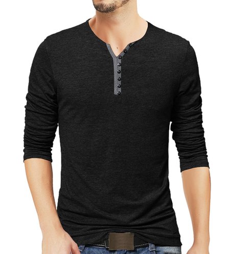 

Crew Neck Vintage Long Sleeve Shirts & Tops, Black, T-shirt