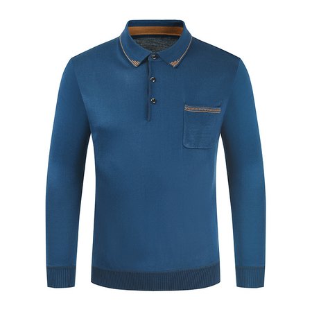 

Long Sleeve Casual Lapel Shirts & Tops, Navy blue, polo