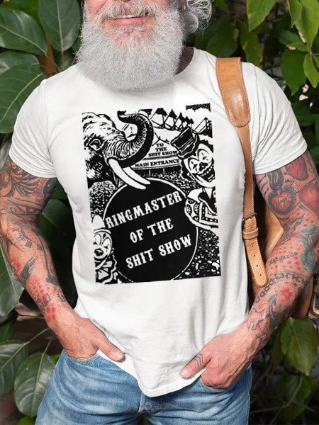 

Casual fun printed round neck short sleeve T-shirt, White, T-shirts