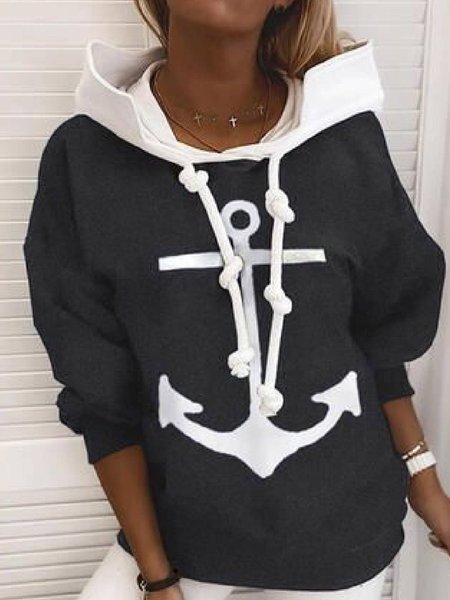 

Hooded Casual Regular Fit Sweatshirt, Black, Hoodies & Sweatshirts