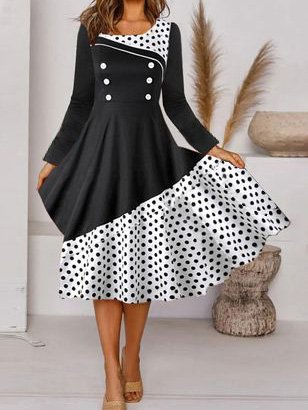 

Casual Dresses, Black-white, Midi Dresses