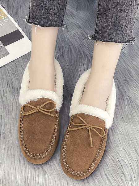 

Winter Sweet Fleece Flats, Brown, Flats