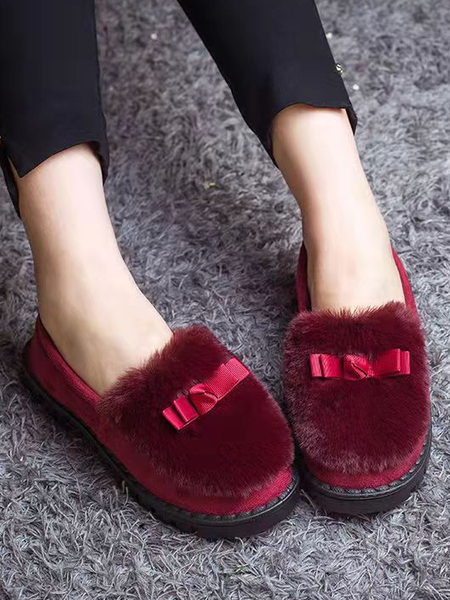

Fleece Sweet Plain Flats, Red, Flats
